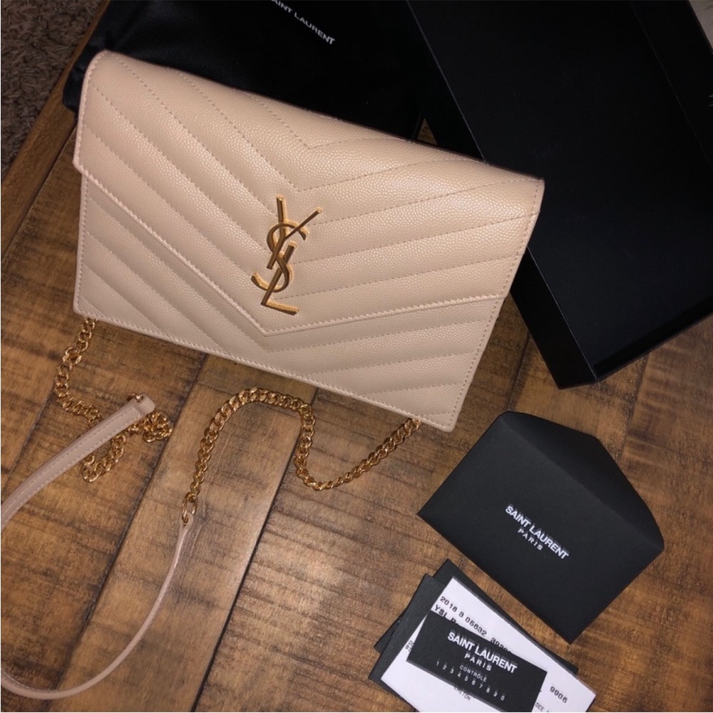 YSL monogram chain wallet purse